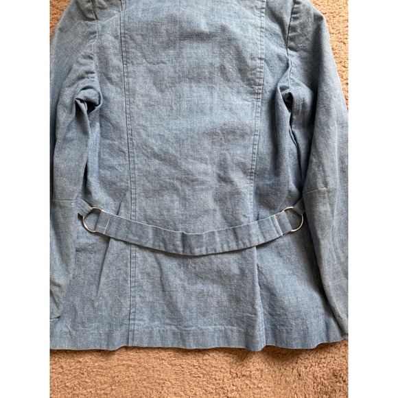VTG Denim Utility Jacket Womens Small Blue Button Front Pockets D Ring Detail - Picture 9 of 9
